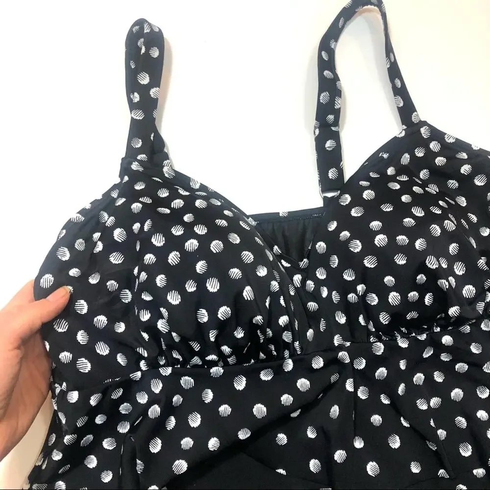 Swim Solutions Polka Dot Tiered Tankini Swim Top